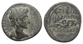 Augustus (27 BC-AD 14). Phrygia, Laodicea ad Lycum. Æ (15mm, 2.93g, 12h). Zeuxis philalethes, ‘magistrate’, c. 15 BC. Bare head r.; lituus to r. R/ Se...