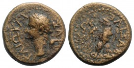 Gaius (Caligula, 37-41) with King of Thrace, Rhoemetalkes III. Æ (16mm, 4.06g, 6h). Laureate head of Gaius l. R/ Eagle standing facing, head l., holdi...