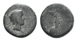 Britannicus? (41-55). Ionia, Smyrna. Æ (15mm, 4.26g, 12h). Philistos and Eikadios, magistrates, 50-54. Bareheaded and draped bust r. R/ Nike advancing...
