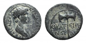 Nero (Caesar, 51-54). Lydia, Thyatira. Æ (16mm, 2.91g, 12h). Bare-headed and draped bust r. R/ Double-bladed axe. RPC I 2381 (Claudius); SNG Copenhage...