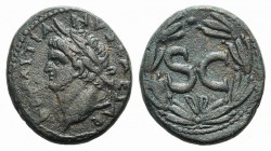Domitian (81-96). Seleucis and Pieria, Antioch. Æ (24mm, 8.67g, 12h). Laureate head l. R/ Large SC within wreath. McAlee 409a; RPC II 2023. Brown pati...
