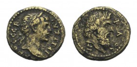 Trajan (98-117). Mysia, Pergamum. Æ (15mm, 2.37g, 6h), c. 113/4. Laureate head r. R/ Bare head of Zeus Philios r. RPC III 1719. Near VF