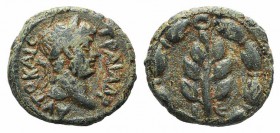 Hadrian (117-138). Cyrrhestica. Beroea. Æ (13mm, 2.74g, 12h). Laureate head r. R/ Laurel branch within laurel wreath terminating in an annulet. RPC II...