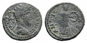 Lucius Verus (161-169). Caria, Antioch ad Maeandrum. Æ (27mm, 12.35g, 6h). Laureate and cuirassed bust r. R/ Athena advancing r., holding shield and b...