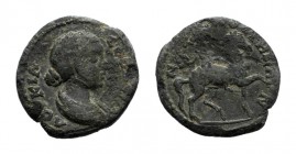 Lucilla (Augusta, 164-182). Lydia, Mostene. Æ (15.5mm, 2.50g, 12h). Draped bust r. R/ Apollo-Mên on horseback r., holding double axe over shoulder. RP...