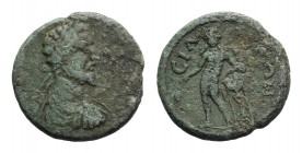 Septimius Severus (193-211). Pamphylia, Sillyum. Æ (23mm, 8.41g, 6h). Laureate, draped and cuirassed bust r. R/ Apollo standing facing, holding branch...