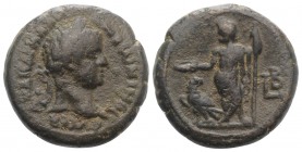 Elagabalus (218-222). Egypt, Alexandria. Æ (23.5mm, 13.11g, 12h). Laureate head r. R/ Zeus standing l., holding patera and sceptre, eagle standing bef...
