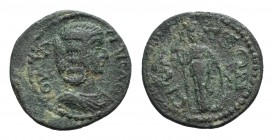 Julia Maesa (Augusta, 218-224/5). Cilicia, Syedra. Æ (27mm, 7.72g, 6h). Draped bust r. R/ Athena standing facing, looking l., holding spear and restin...