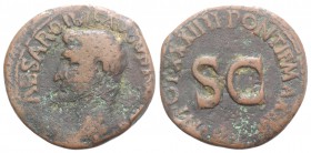 Augustus (27 BC-AD 14). Æ As (28mm, 10.35g, 12h). Rome, AD 11-2. Bare head l. R/ Legend around large SC. RIC I 471. Brown patina, Good Fine - VF