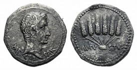 Augustus (27 BC-AD 14). AR Cistophorus (26mm, 10.26g, 12h). Ephesus, 25-20 BC. Bare head r. R/ Six grain ears tied in a bundle. RIC I 481; RPC I 2214;...