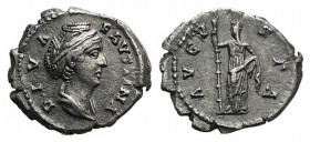 Diva Faustina Senior (died AD 140/1). AR Denarius (18mm, 3.10g, 6h). Rome, after AD 141. Draped bust r., hair coiled on top of head. R/ Ceres standing...