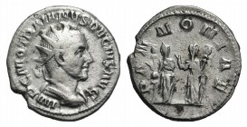 Trajan Decius (249-251). AR Antoninianus (21mm, 3.70g, 7h). Rome, AD 250. Radiate, draped and cuirassed bust r. R/ The two Pannoniae standing facing, ...