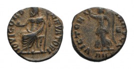 ‘Persecution’ issue, time of Maximinus II (310-313). Æ (14mm, 1.55g, 12h). Antioch. Jupiter seated l., holding globe and sceptre. R/ Victory advancing...