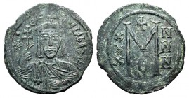 Theophilus (829-842). Æ 40 Nummi (29mm, 6.81g, 6h). Constantinople, 829-830/1. Crowned facing bust, holding cross potent and akakia. R/ Large M; X/X/X...