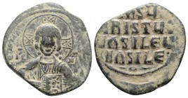 Anonymous, time of Basil II and Constantine VIII, c. 1020-1028. Æ 40 Nummi (27mm, 9.38g, 6h). Uncertain (Thessalonica?) mint. Facing bust of Christ Pa...
