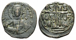 Anonymous, time of Romanus III (1028-1034). Æ 40 Nummi (28mm, 9.48g, 6h). Constantinople. Bust of Christ facing, holding Gospels. R/ Legend in three l...
