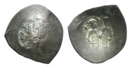 Alexius III (1195-1204). BI Aspron Trachy (28mm, 3.21g, 6h). Constantinople. Bust of Christ facing. R/ Alexius and St. Constantine standing facing, ho...
