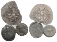 Lot of 3 Greek coins, including Seleukid Empire, Carthage and Sasanian issues, to be catalog. Lot sold as is, no return