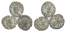 Gallienus (253-268). Lot of 3 Antoninianii (Rev. Jupiter, Victory and Virtus), to be catalog. Lot sold as it, no returns