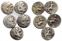 Lot of 5 Ar Drachms of Alexander The Great, to be catalog. Lot sold as is, no return