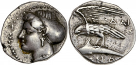 Paphlagonie (370 av. J.-C.) - Ar - Drachme.
A/ Tête de Sinope Ier à gauche portant des boucles d'oreille et un collier.
R/ Aigle volant et attrapant u...