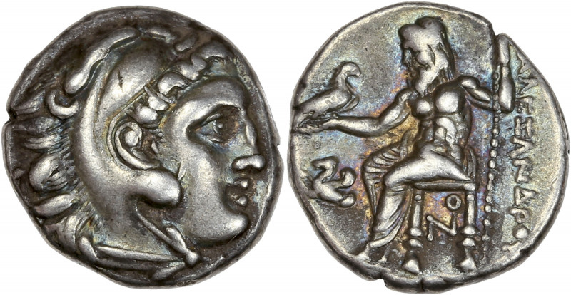 Macédoine - (319-305 av J.-C.) - Ar - Drachme. 
A/ Tête d'Héraclès à droite, coi...