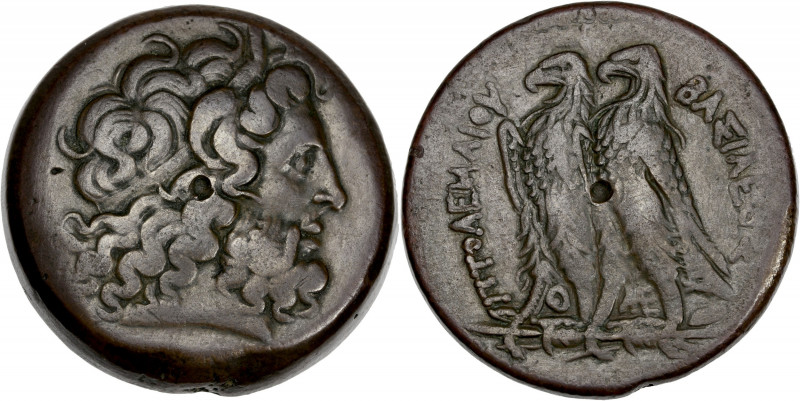 Égypte - Ptolémée VI (180 - 145 BC) Ae - Alexandrie. 
A/ Zeus Ammon diadémée. 
R...