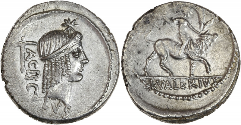 Lucius Valerius Acisculus (45 av J.-C.) - Ar - Denier - Rome.
A/ ACISCVLVS, 
têt...