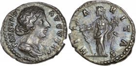 Faustine Jeune (147 – 175 apr. J.C.) - Ar - Denier - Rome. 
A/ FAVSTINA AVGVSTA,
Faustine de profil, avec un petit chignon et la lettre L. 
R/ HILARIT...