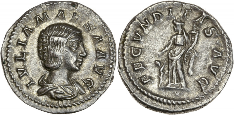 Julia Maesa (218 - 224 apr J.-C.) -Ar - Denier - Rome.
A/ IVLIA MAESA AVG,
Buste...