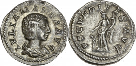 Julia Maesa (218 - 224 apr J.-C.) -Ar - Denier - Rome.
A/ IVLIA MAESA AVG,
Buste drapé de Julia Maesa à droite. 
R/ FECVNDITAS AVG, 
Fecunditas debout...