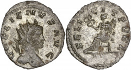 Gallien (253-268 apr J.-C.) Bi - Antoninien - Rome 
A/ GALLIENVS AVG,
Tête radiée de Gallien à droite.
R/ FELICIT PVBL/ T FELICITAS
assise à gauche, t...
