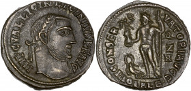 Licinius I (307-323 apr.J.-C.) - Bi - Follis.
A/ IMP C VAL LICIN LICINIVS P F,
Buste de Licinius I lauré à droite. 
R/VI CONSER - VATORI AVGG,
Jupiter...