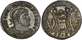 Constantin Ier le Grand (307-337apr. J.-C.) - Ae - Nummus - Siscia. 
A/ IMP CONSTANTINVS PF AVG, 
Buste de Constantin Ier Lauré et cuirassé.
R/ VICTOR...