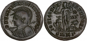 Licinus II (317-324 apr J.-C.) - Ae - Nummus - Rome.
A/ D N VAL LICIN LICINIVS NOB C, 
Buste de Licinus II casqué, tenant une haste de la main droit e...