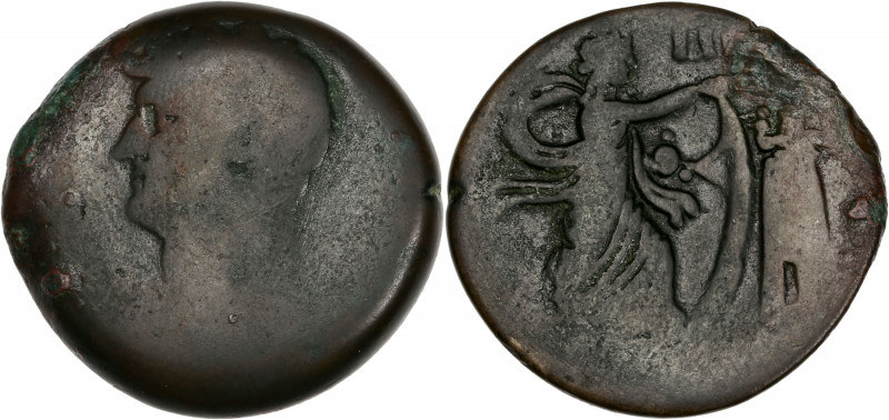 Hadrien (117-138) - Cu - Drachme - Égypte. 
A/ Buste lauré, drapé et cuirassé d’...