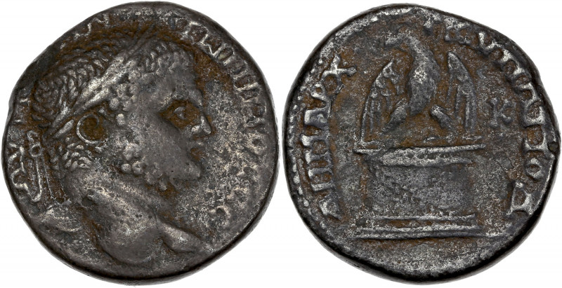 Caracalla (196-217) - Bi - Tétradrachme - Byblos.
A/ AUT KAI AN-TWNINOS SE, 
bus...