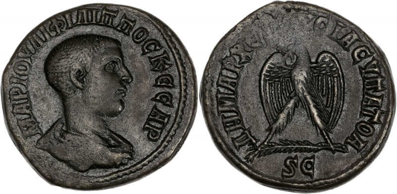 Philippe II - (247 à 249 J.-C.) BI - Tétradrachme - Alexandrie.
A/ MAR IOULI FIL...