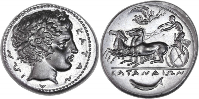 BECKER Counterfeits - Catane- Sicile - (405-403/2 av J.C.) - Étain - Tétradrachm...