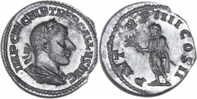 BECKER Counterfeits - Trébonien Galle (251-253 apr. J.C.) - Étain - Aureus.
A/ IMP CAE C VIB TREB GALLVS AVG, 
Trébonien Galle drapé et lauré. 
R/ P M...