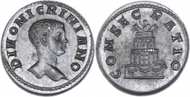 BECKER Counterfeits - Nigrinianus (284 apr. J.C.) - Étain - Aureus. 
A/DIVO NIGRINIANO,
tête de Nigrinianus. 
R/ CONSECRATIO, 
Nigrinianus sur un bûch...