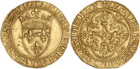 Charles VI le Fou (1380-1422) Or - Écu d'or à la couronne. 
Dijon
A/ KAROLVS DEI GRACIA FRANCORVM REX,
Écu de France couronné. 
R/ XPC VINCIT XPC REGN...
