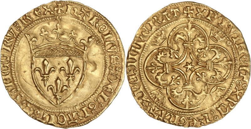 Charles VI le Fou (1380-1422) Or - Écu d'or à la couronne - Toulouse.
A/ KAROLVS...