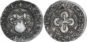 Charles IX (1560-1574) - Argent - Essai du denier tournois - Lyon 
A/ CAROLVS VIIII D G FRAN REX.
R/ SIT NOMEN DNI BENEDIC.
17mm - 1,1g - SUP - Très r...