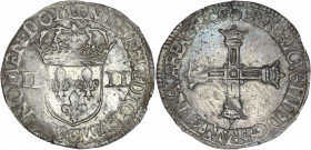 Henri IV (1589-1610) - Argent - Quart d'Écu 
1606 - Saint-Lô.
A/ HENRICVS IIII D G FRANC ET NAVA REX 1606,
Croix feuillue avec quadrilobe en cœur.
R/ ...