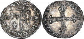 Henri IV (1589-1610) - Argent - Quart d'Écu de Navarre
1599 - Saint-Palais.
A/ HENRICVS 4 D G FRANC ET NAVAR REX,
Croix fleurdelisée.
R/ GRATIA. DEI S...