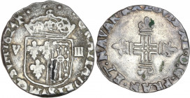 Louis XIII (1610-1643) - Argent - Huitième d'Écu de Navarre
1624 - Saint-Palais.
A/ LOVIS XIII D G. FRAN ET. NAVAR RX,
Croix fleurdelisée avec quadril...