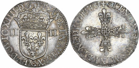 Louis XIV (1643-1715) - Argent - Quart d'Écu 
1646 G - Poitiers.
A/ LVDOVIC XIIII D G FRAN ET NAVAR REX,
Écu de France couronné et accosté de II II.
R...