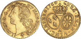 Louis XV (1715-1774) - Or - Louis d'or au bandeau 
1764 A - Paris (2nd semestre).
A/ LUD XV D G FR ET NAV REX,
Tête de Louis XV à gauche.
R/ CHRS REGN...