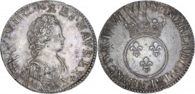 Louis XV (1715-1774) - Argent - Écu Vertugadin
1716 A - Paris.
A/ LUD XV D G FR ET NAV REX,
Buste de Louis XV à droite.
R/ SIT NOMEN DOMINI A BENE...